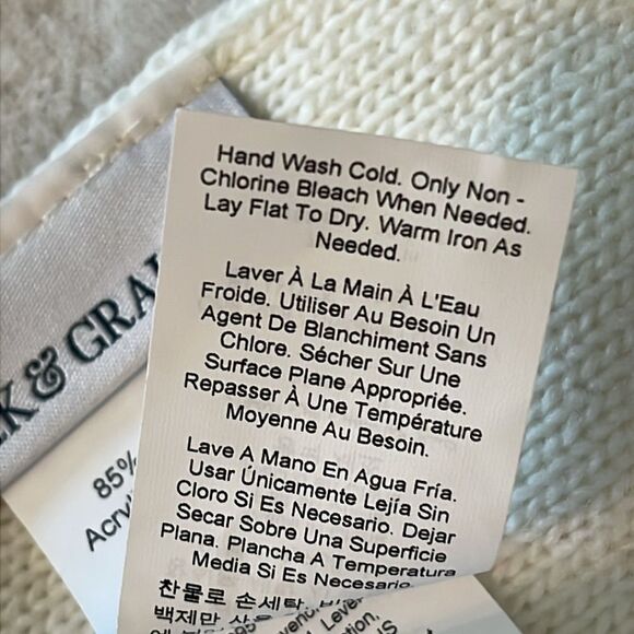 Mark & Graham Embroidered Ski Scarf Ivory Wool Blend Multicolor Ski Poles - Picture 10 of 12